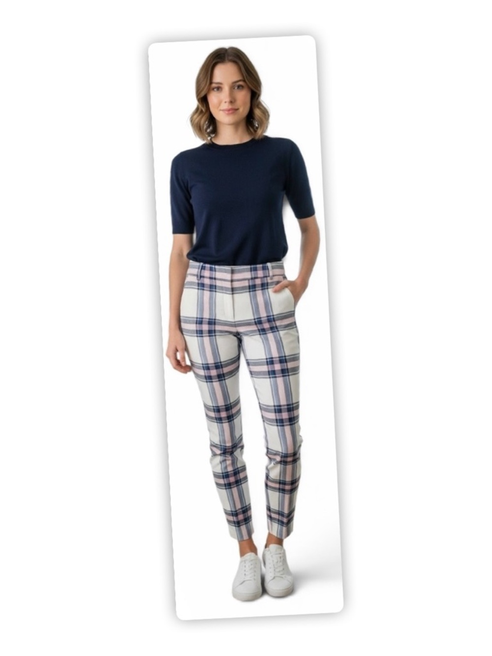 Tory Burch Sport Wool Blend Golf Plaid Pants, Size 4